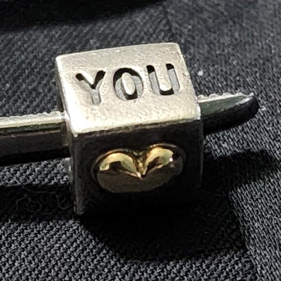 Genuine Pandora Bracelet Charm - Silver & 14k Gold I Love You Cube S925 - Picture 1 of 6